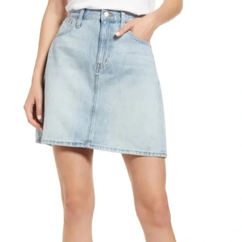 Madewell Light Wash Denim A-Line Skirt